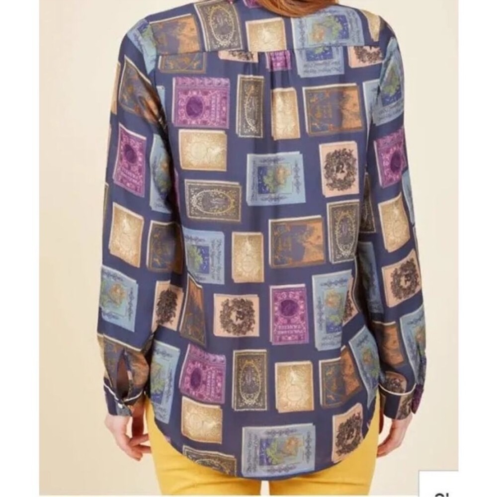 ModCloth Podcast Co-host Book Print Blouse - Picture 2 of 5